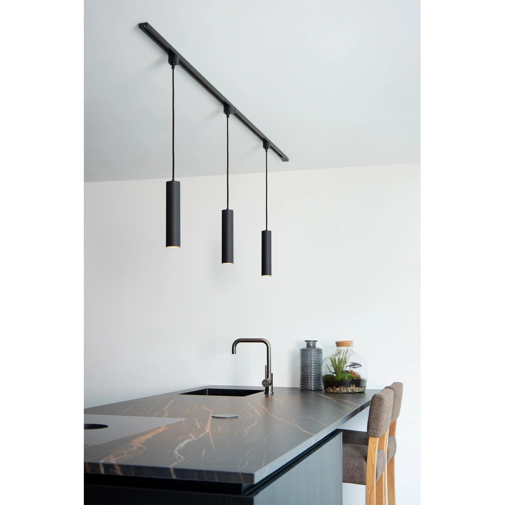 Suspension lumineuse à rail Track Floris Noir monophasé Lucide 5411212093370