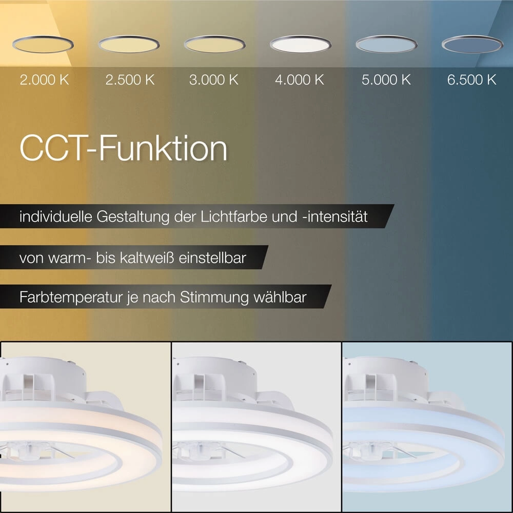 Ventilateur de plafond blanc Mondello avec lampe RGB Brilliant 4004353453304