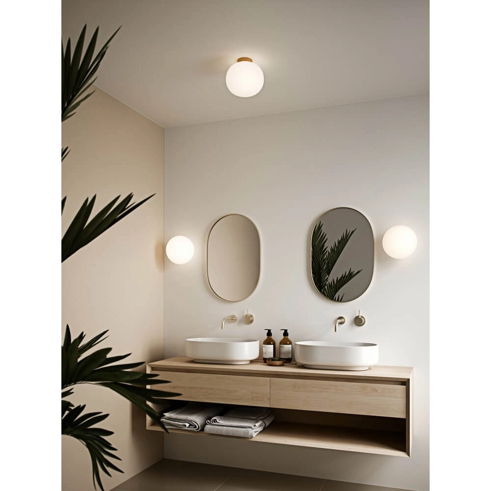 Plafonnier en verre Alton laiton avec verre blanc Nordlux 5704924001062