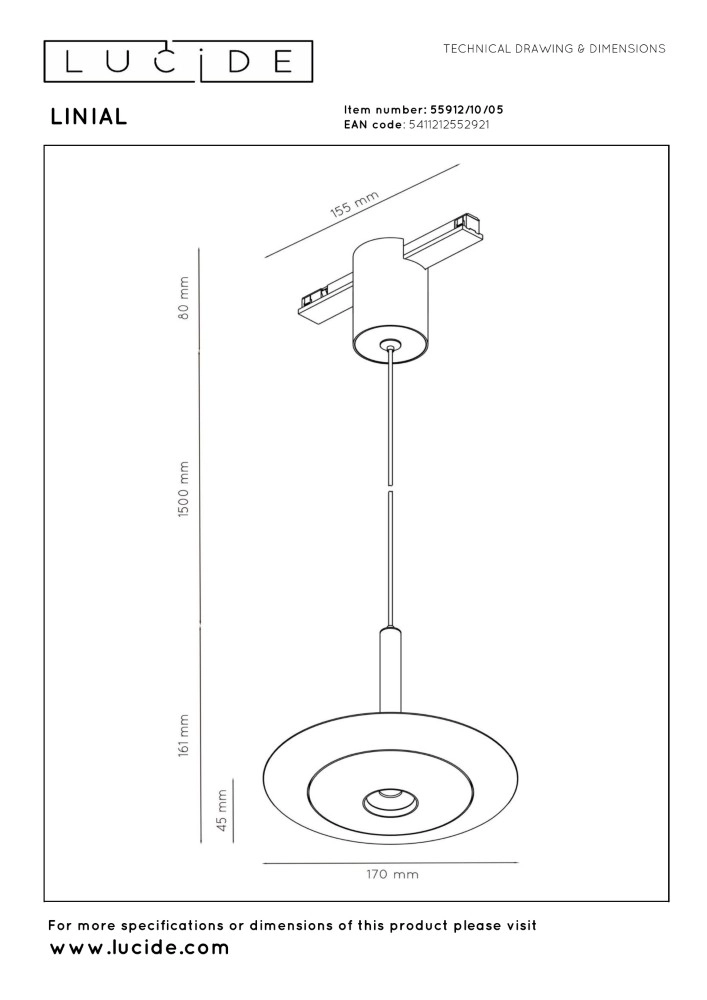 Suspension lumineuse à rail Linial Champagne monophasé Premium by Lucide 5411212552921