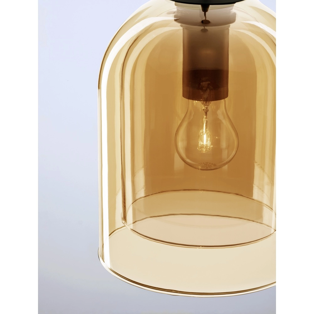 Suspension Velor Simple noir avec verre ambré Lyora 5212017431202