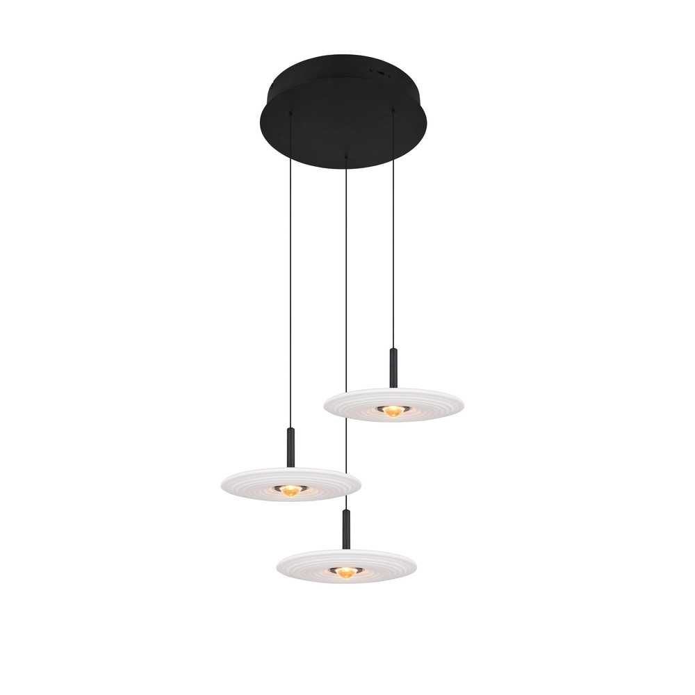 Lampe pendante de conception Sirena Verre blanc à 3 lumières