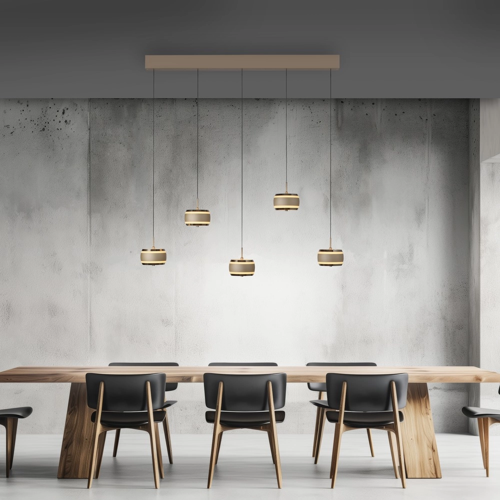 Lampe suspendue de table de salle à manger 5L Pure Falling Rings Bronce Paul Neuhaus 4012248396582