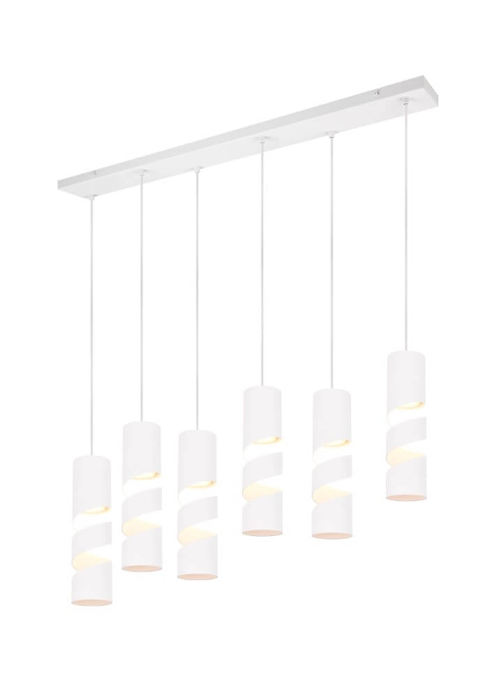 Lampe à suspension tube 6 lumières Stream blanc Lampe à suspension tube 6 lumières Stream blanc