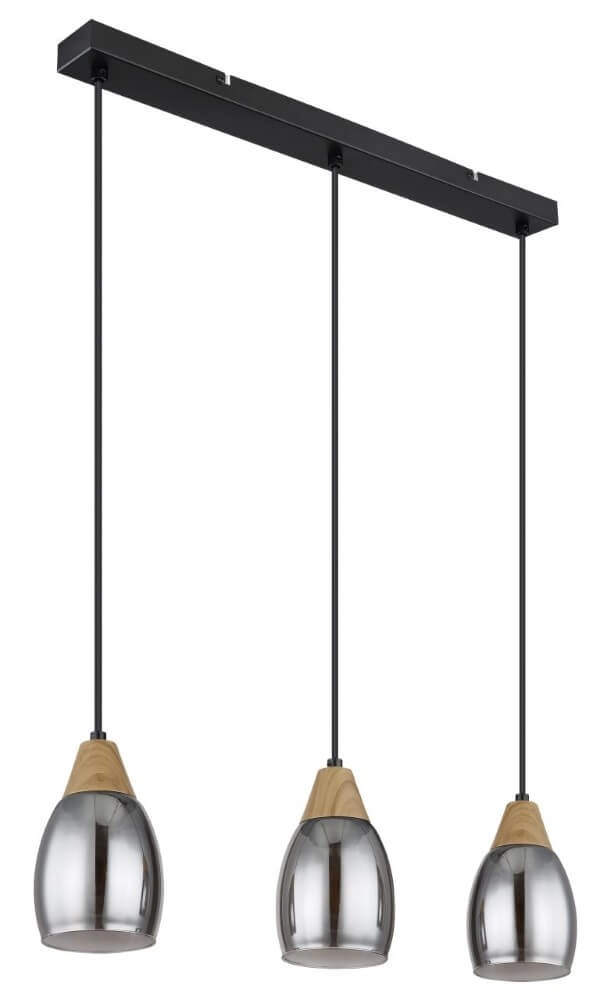 Lampe suspendue 3 lumières Reid verre de fumée Globo 9007371441730