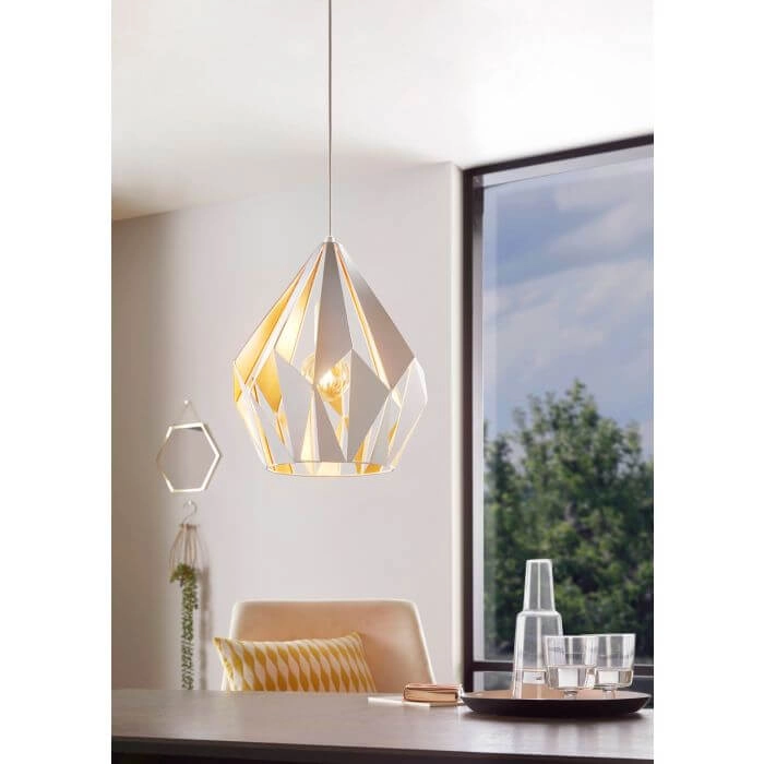 Lampe à suspension Carlton 1 31 cm blanc avec couleur or Eglo 9002759499327