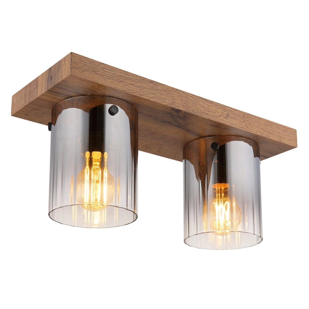 Lampe de plafond Underwood Bois à deux lumières