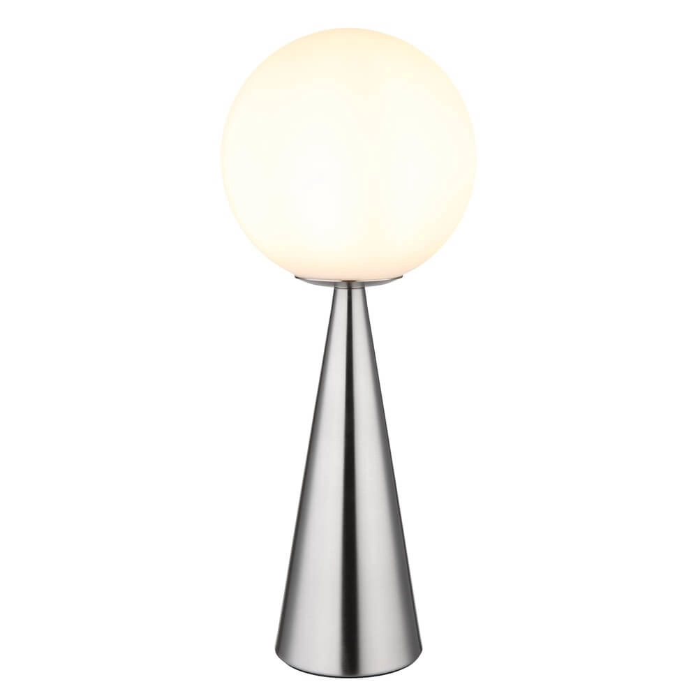 Lampe de table Pinpal nickel avec verre convexe blanc