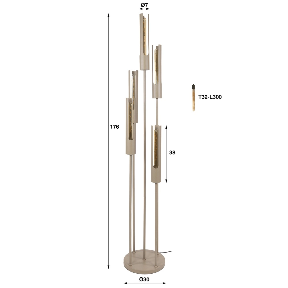 Lampe sur pied 5L Tube sable - E27 Lyora 8716803511323