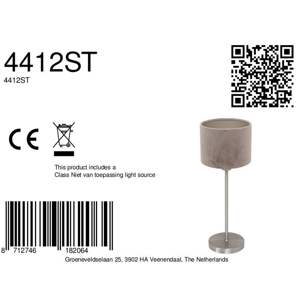 Lampe de table Noor avec capot gris Steinhauer 8712746182064