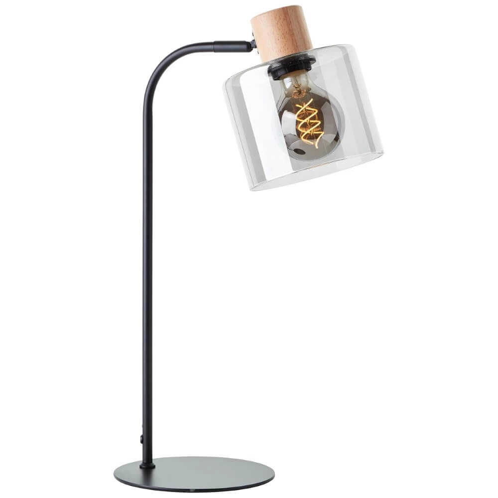 Lampe de table Weald noir avec du bois