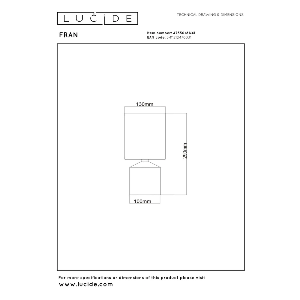 Lampe de table Fran taupe Lucide 5411212470331