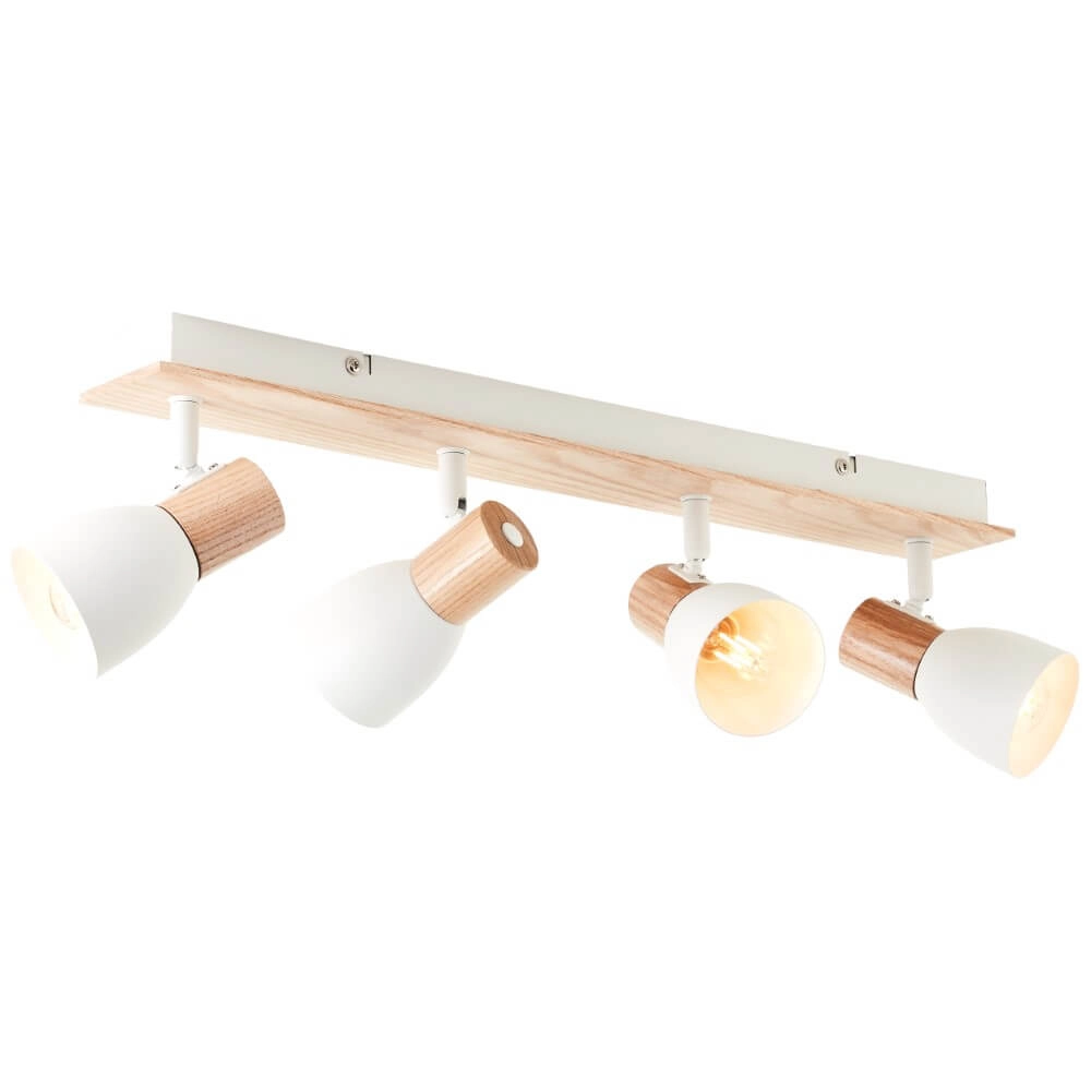 Plafonnier Daintree 4 lumières blanc avec bois Brilliant 4004353413452