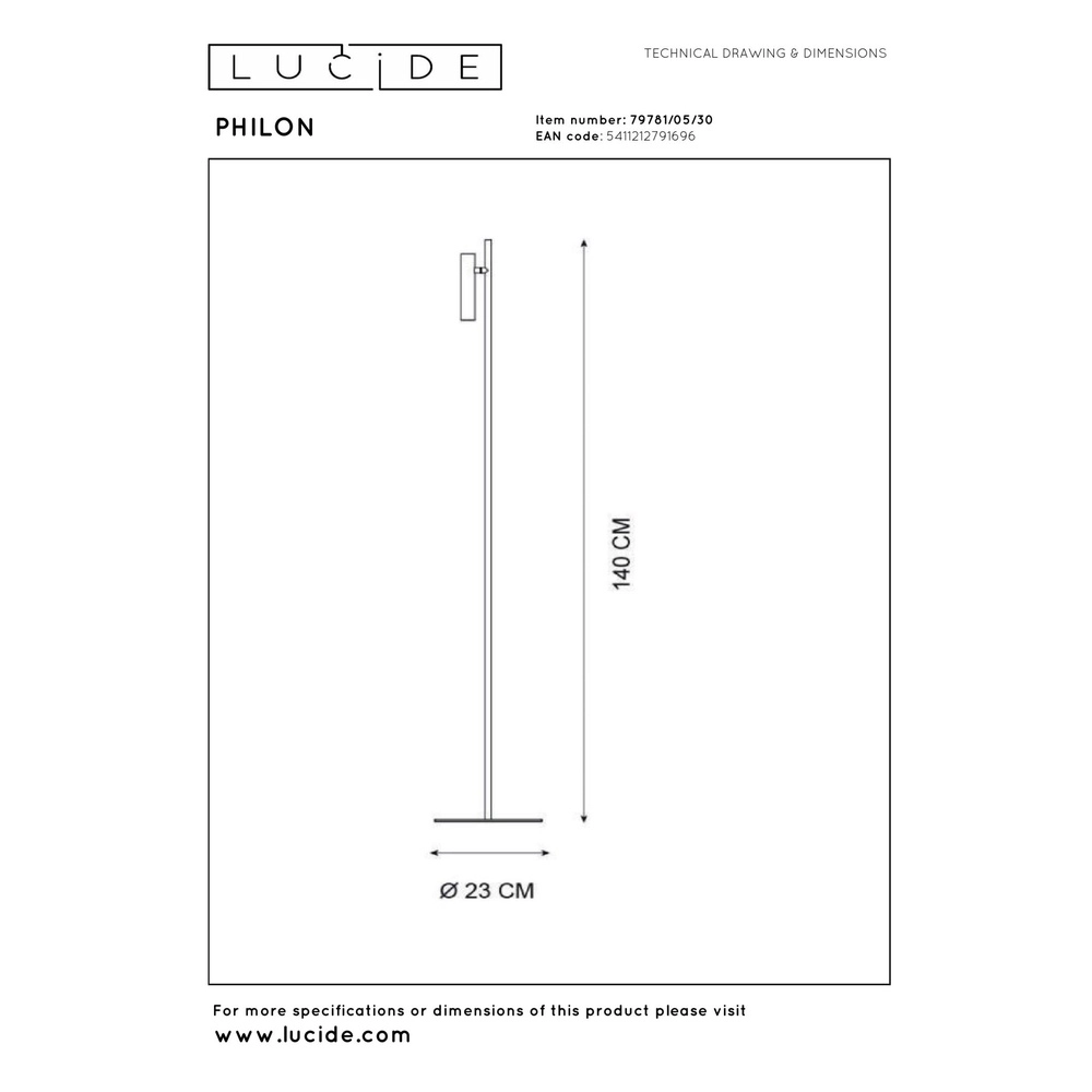 Lampe de lecture Philon Noir Lucide 5411212791696