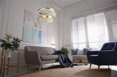 Lampe suspendue Jewel 2 anneaux en or avec cristal Searchlight 5053423185385