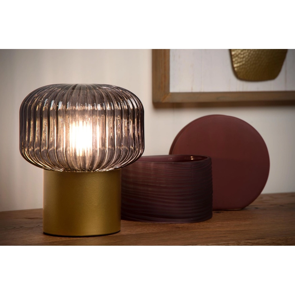 Lampe de table Jany Or avec verre fumé Lucide 5411212782663