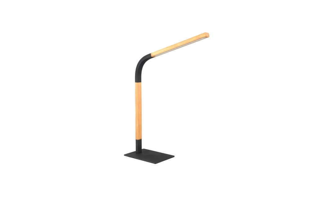 Lampe de table flexible Norris noir avec bois Trio 4017807599992