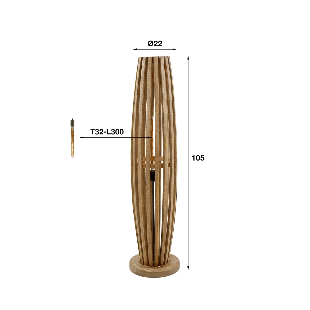 Lampe de sol en bois Orbit 105 cm - 1x E27 Lyora 8716803511095