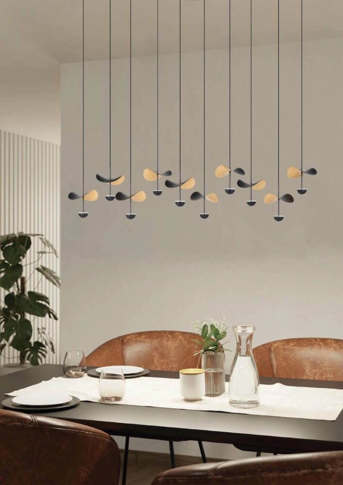 Lampe à suspension ovale Dracera noir avec de l'or Stars of Light 9008606270569