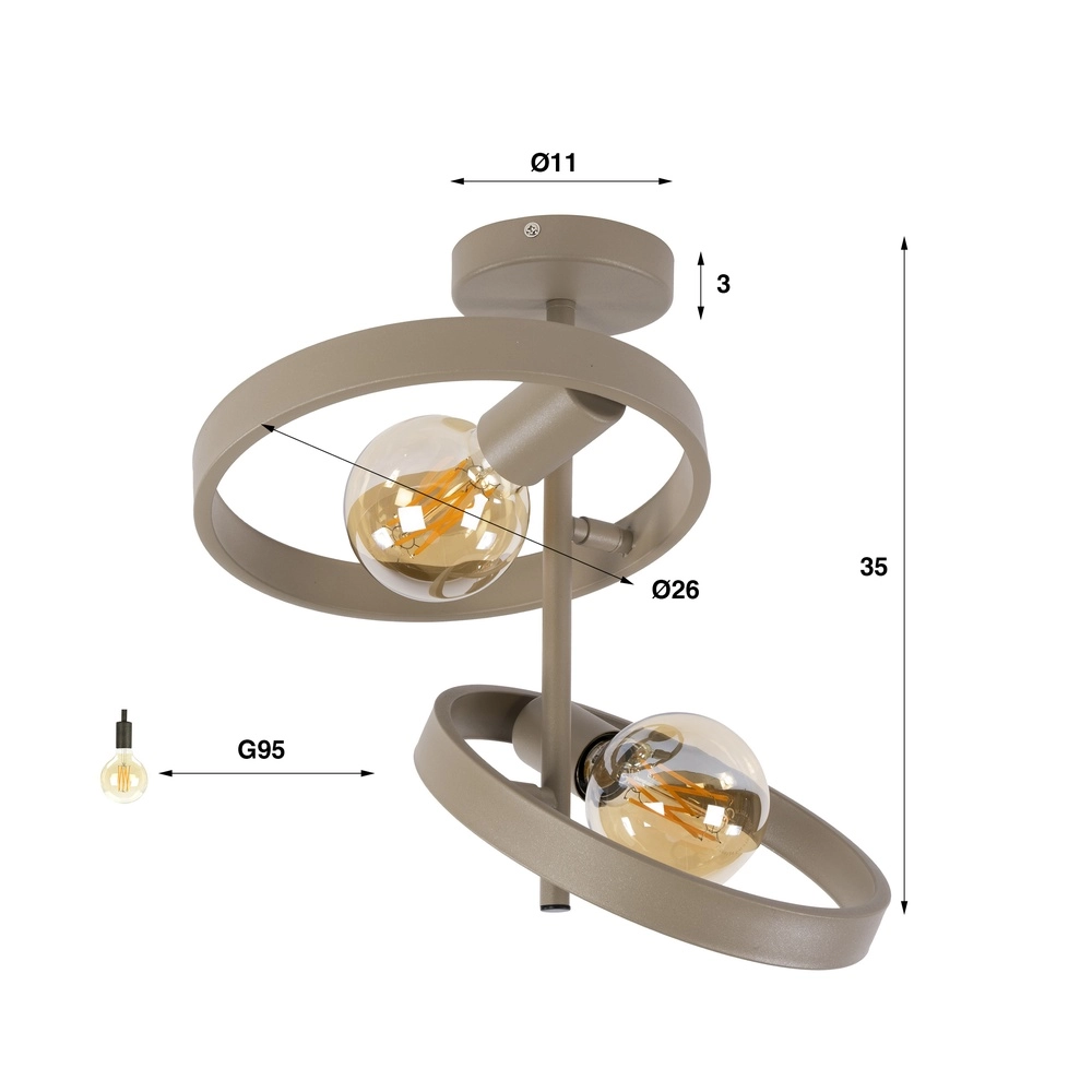 Anneaux lampe de plafond Hover sable - 2x E27 Lyora 8716803513334