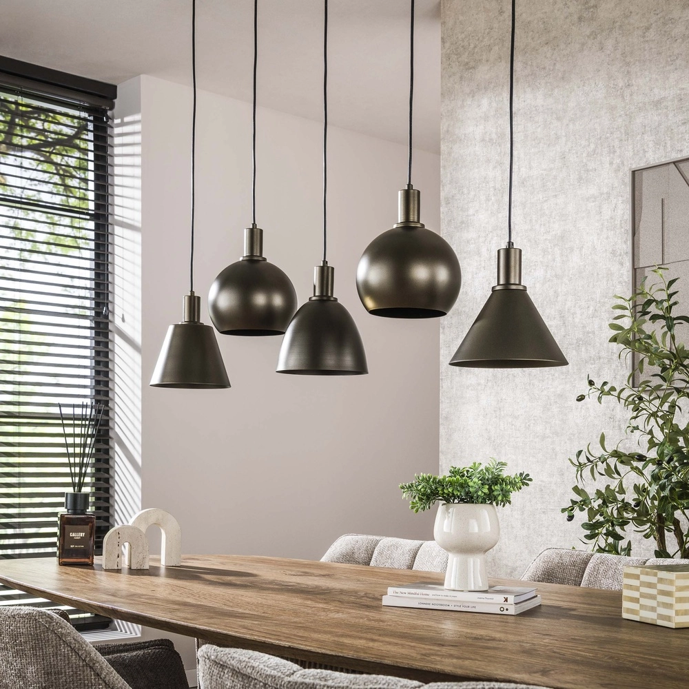 Lampe pendante de table à manger Metallo 5L - Brun Sienna - E27 Lyora 8716803512337