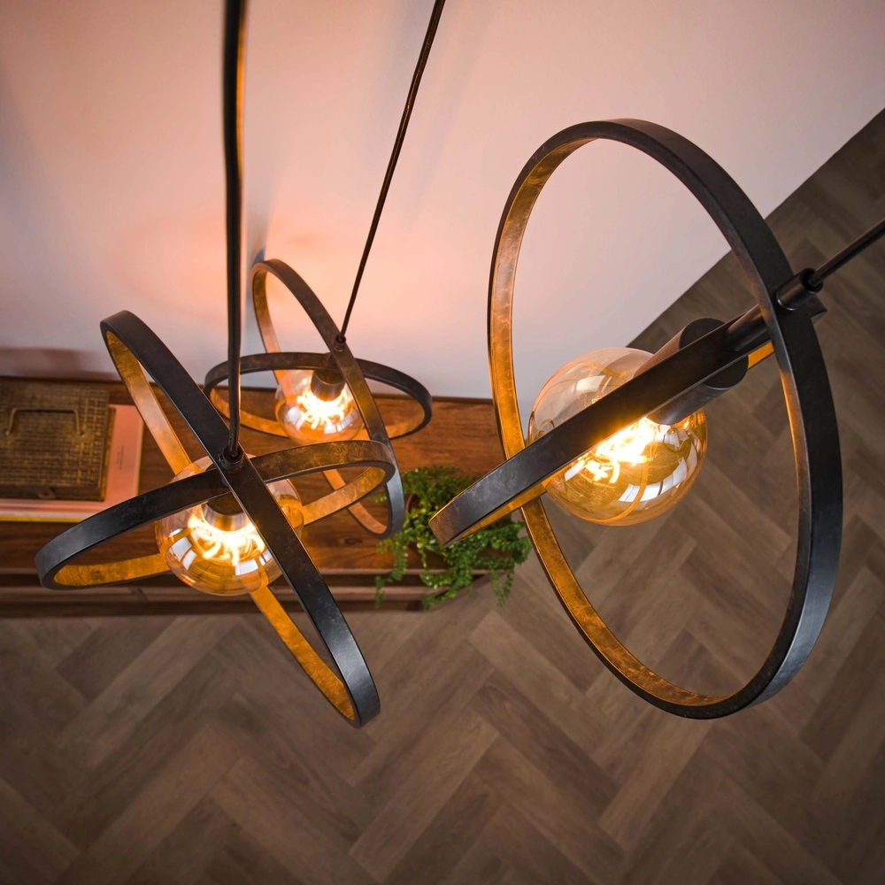Table de salle à manger à 3 lampes suspendues Turn Ø 40 cm - charbon de bois - excl E27 Lyora 8716803513143