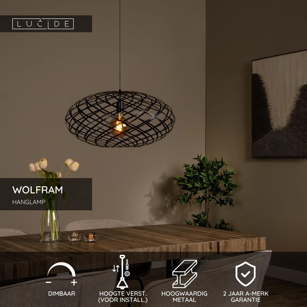 Lampe suspendue Wolfram Ø 65 cm noir Lucide 5411212211019