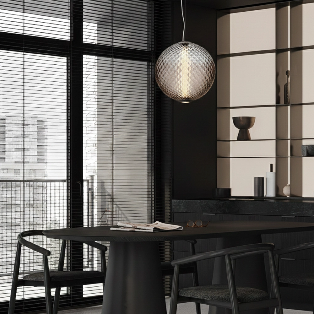 Suspension Aora Verre brun convexe