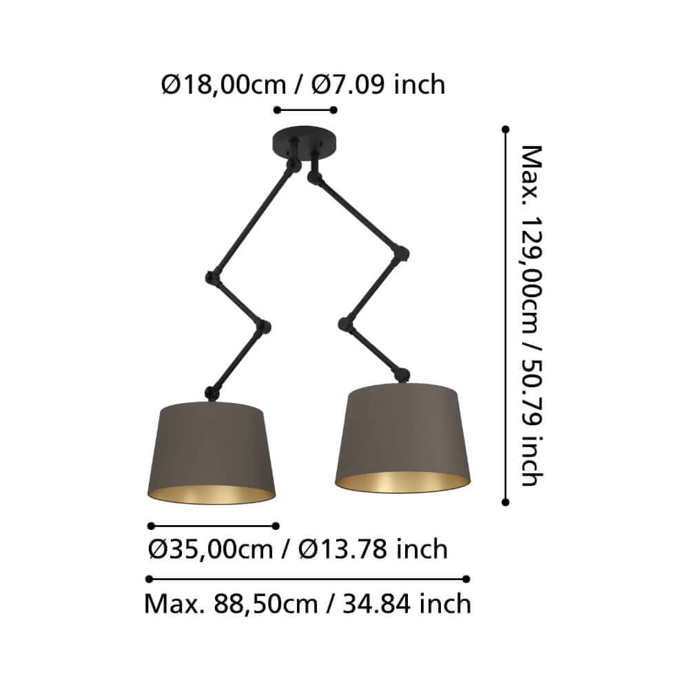 Lampe suspendue double réglable Pistunio cappuccino Stars of Light 9008606238064