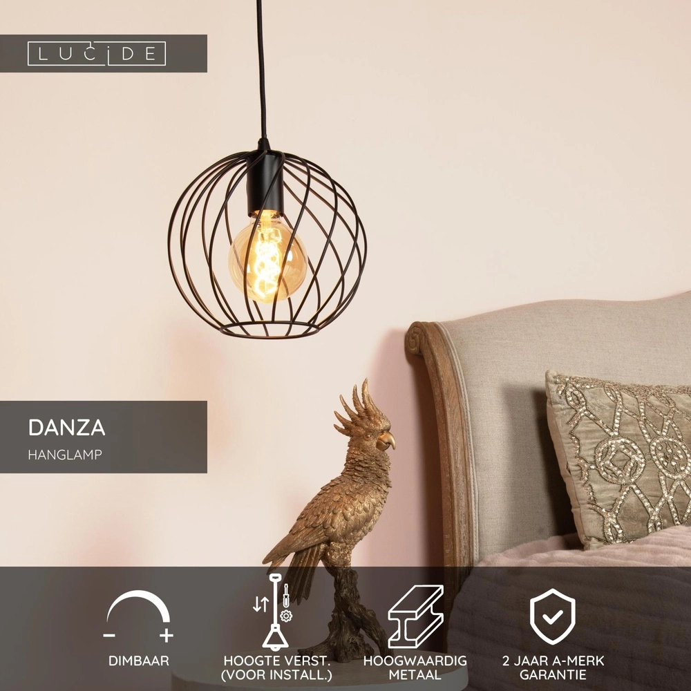 Lampe suspendue Danza Ø 25cm noir Lucide 5411212211514