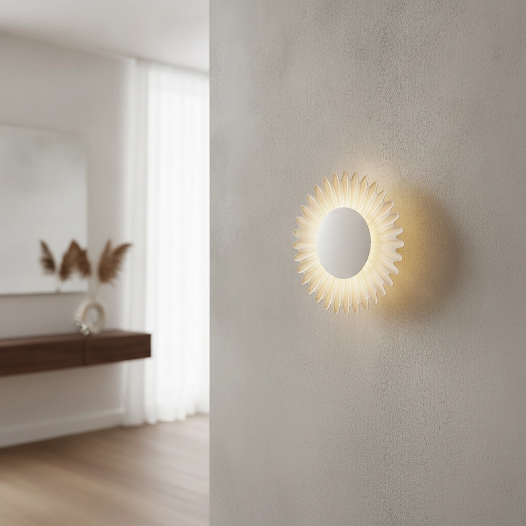 Applique murale Petel crème avec verre blanc