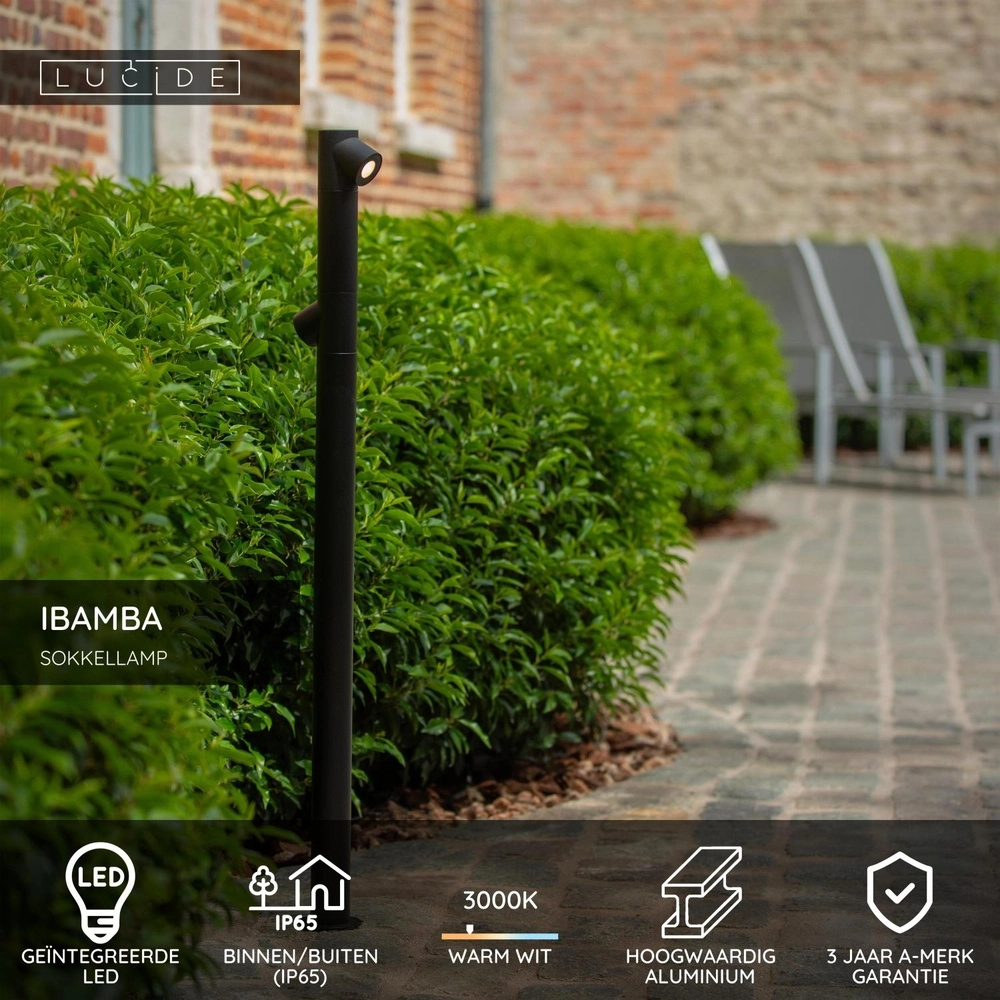 Éclairage de chemin Ibamba Double Noir Lucide 5411212152152