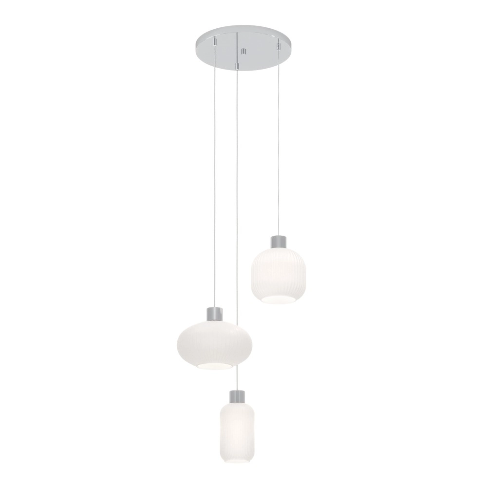 Lampe pendante de conception Dasmina Chrome avec 3 lumières blanches