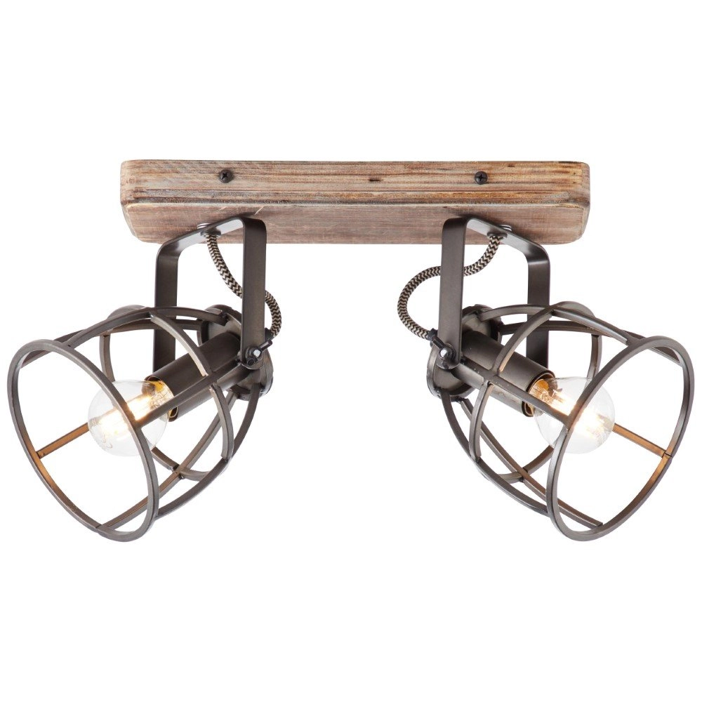 Plafonnier Matrix Beam Bronze cuivré à 2 lumières avec bois Brilliant 4004353372469