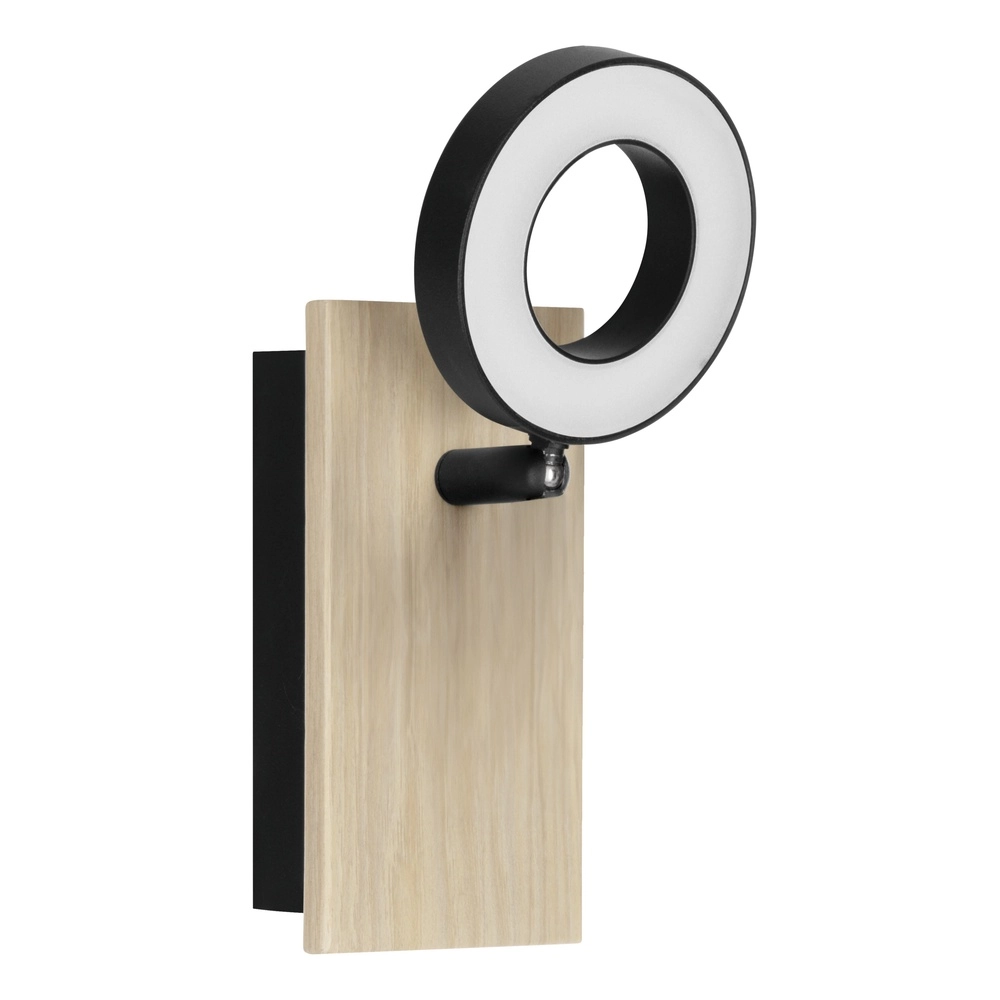 Lampe murale LED Rielves avec du bois