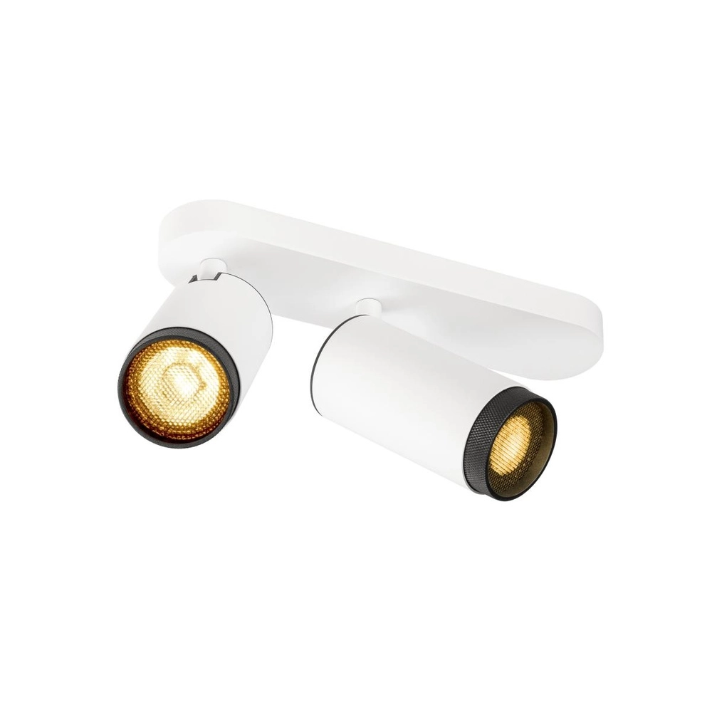 Spot monté en surface Grip! L 2 lumières blanches avec anneau noir