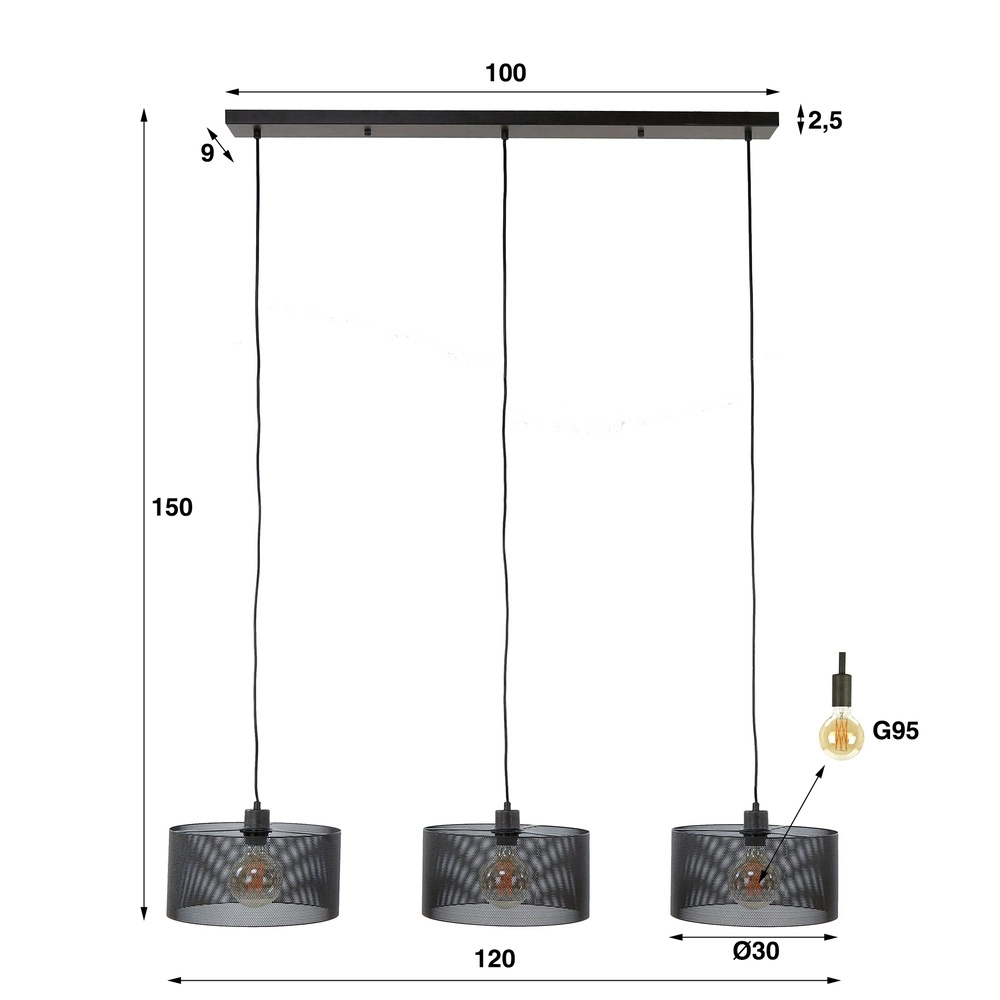 Suspension en maille 3L Mesh E27 - Ø 30cm Lyora 8716803512214