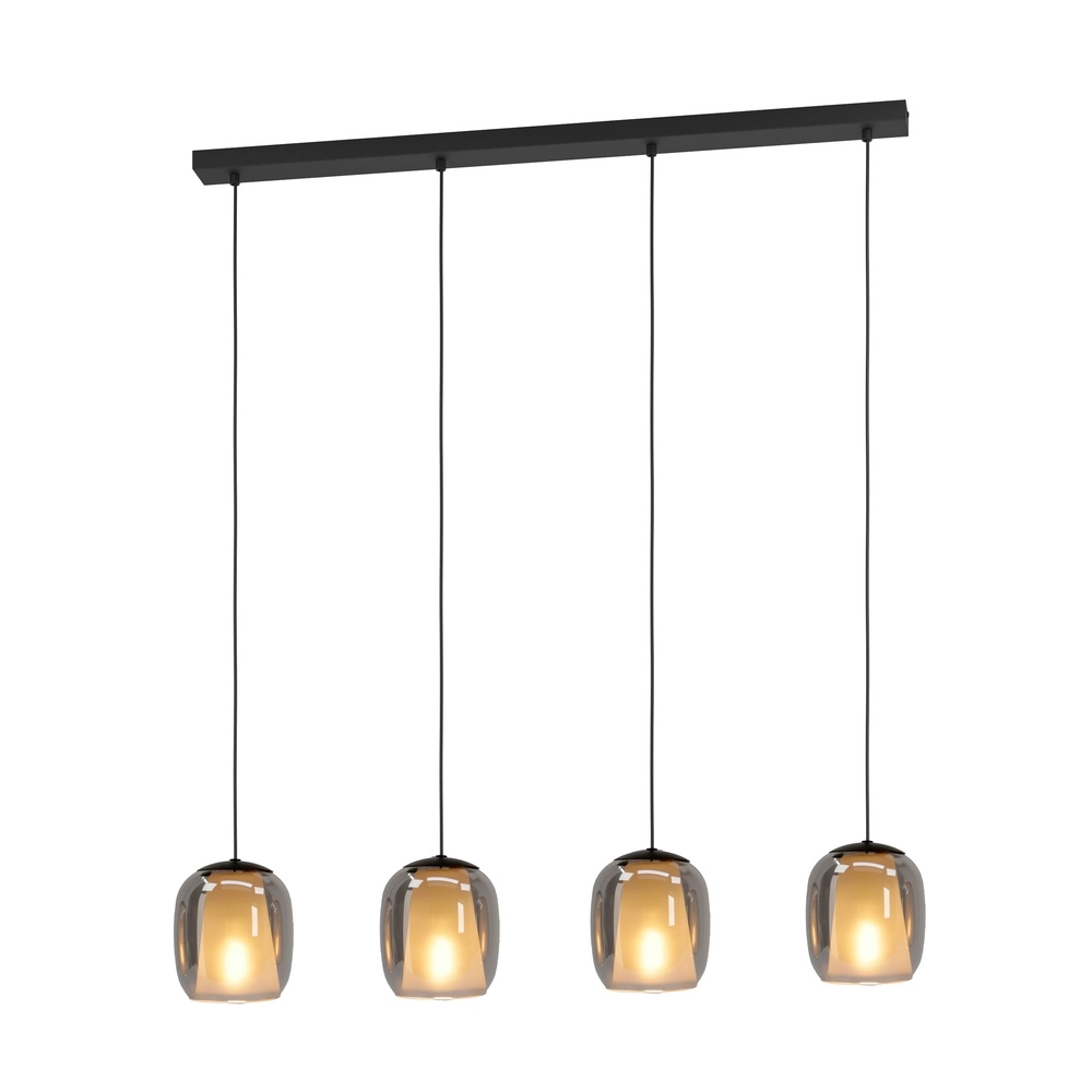 Lampe pendante de table à manger Ciampino 4L - verre dépoli fumé