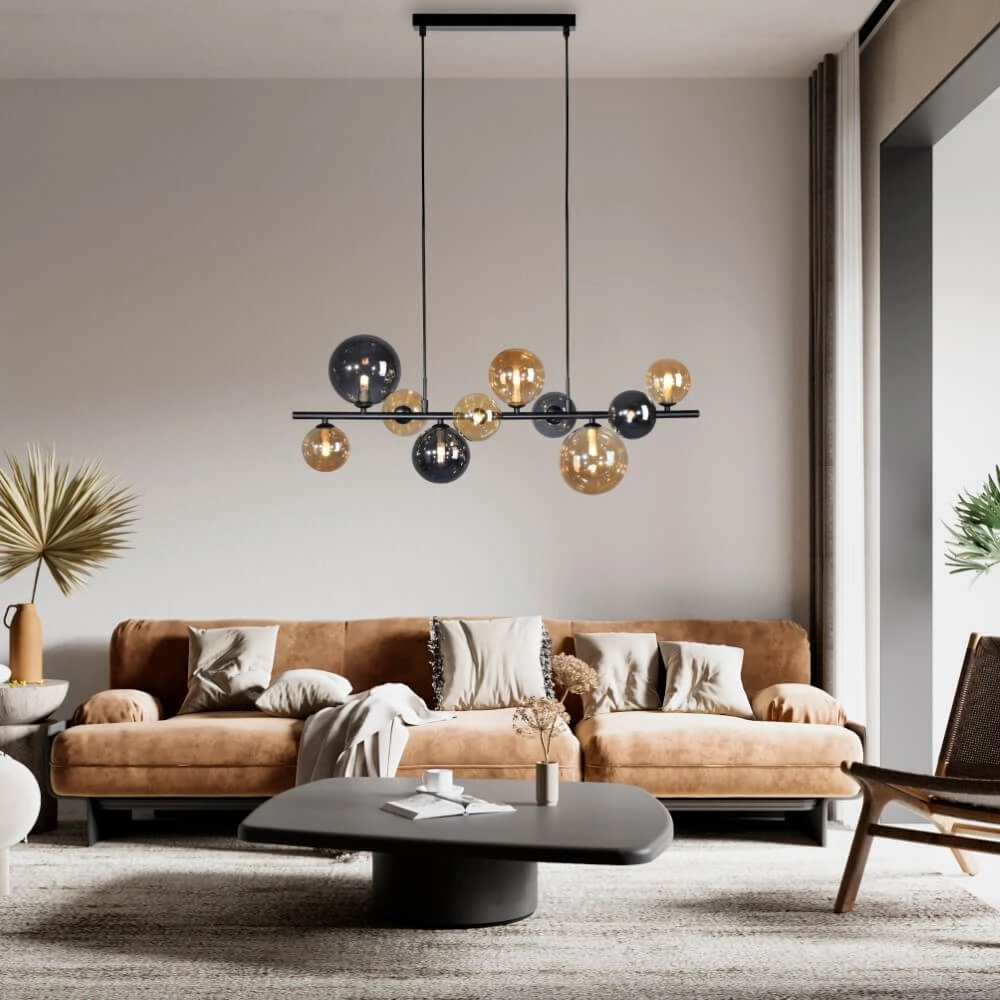 Lampe suspendue noire Popsicle design à 10 lumières Paul Neuhaus 4012248375495