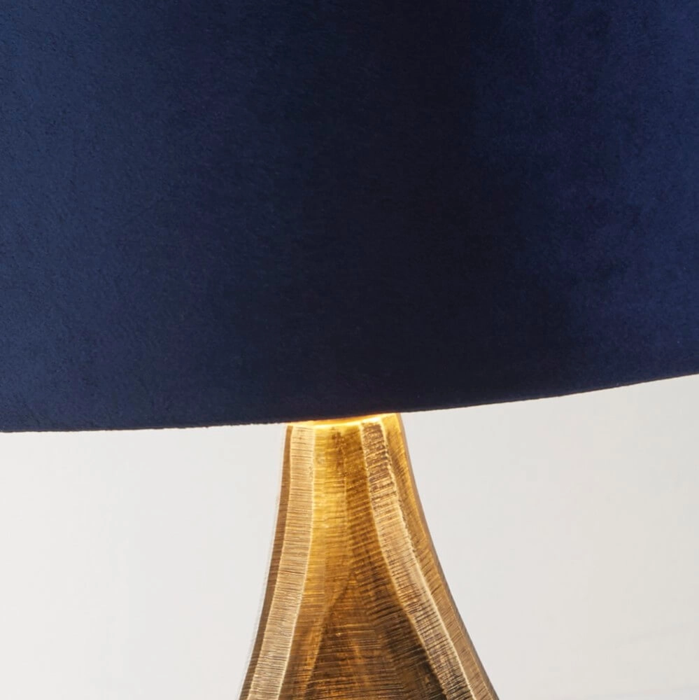 Lampe de table dorée Bucklow avec capuche bleu foncé Searchlight 5053423257280