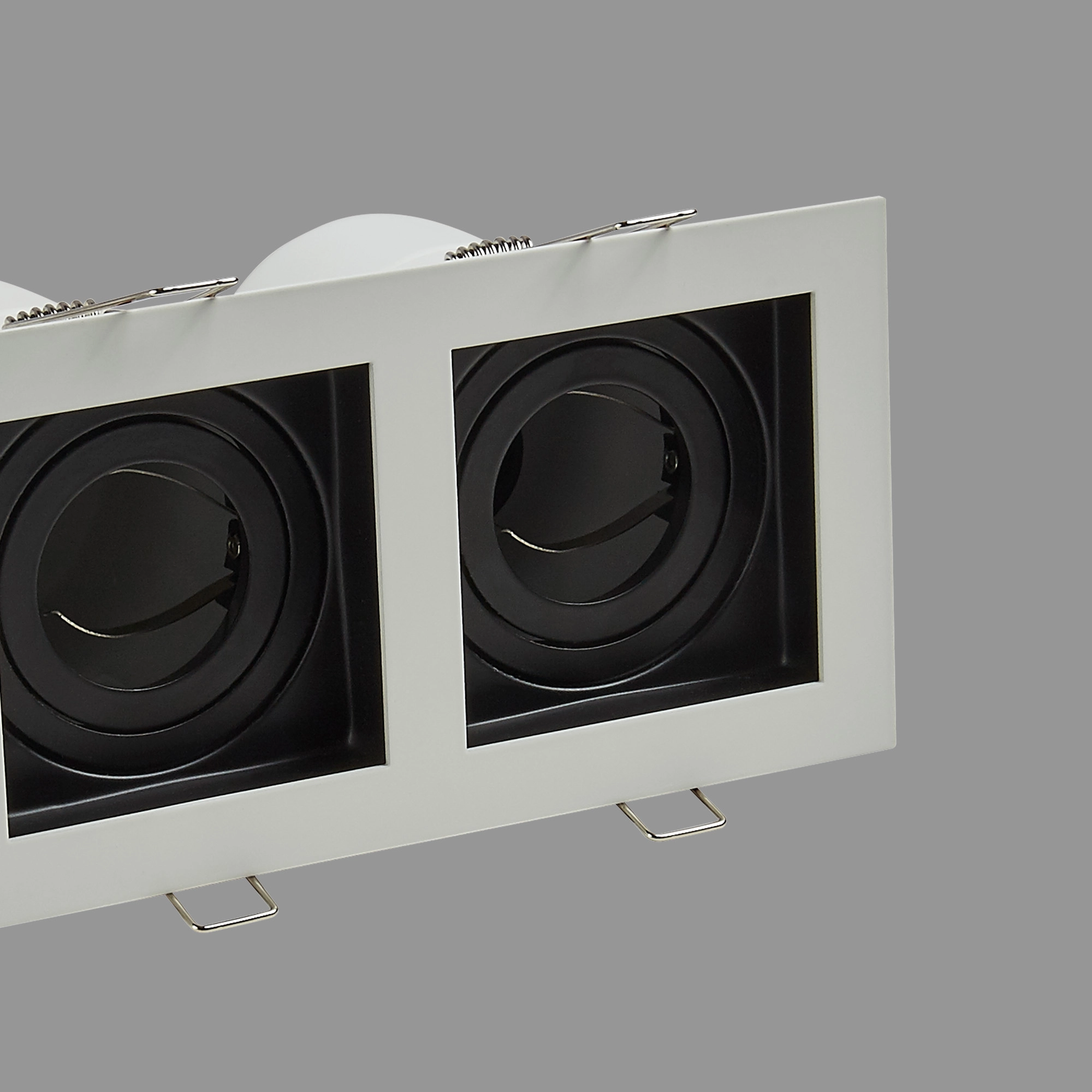 Projecteur rectangulaire encastré Grid Noir/blanc à deux lumières Lyora 5053423307169