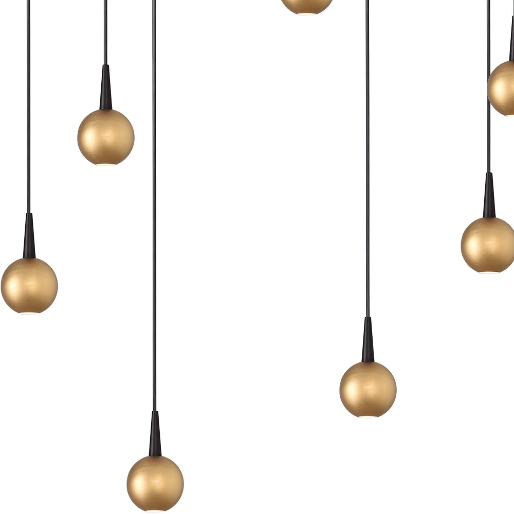 Lampe suspendue à 7 lampes Talana noir avec or Ø 50cm DTW Masterlight 8718121352190