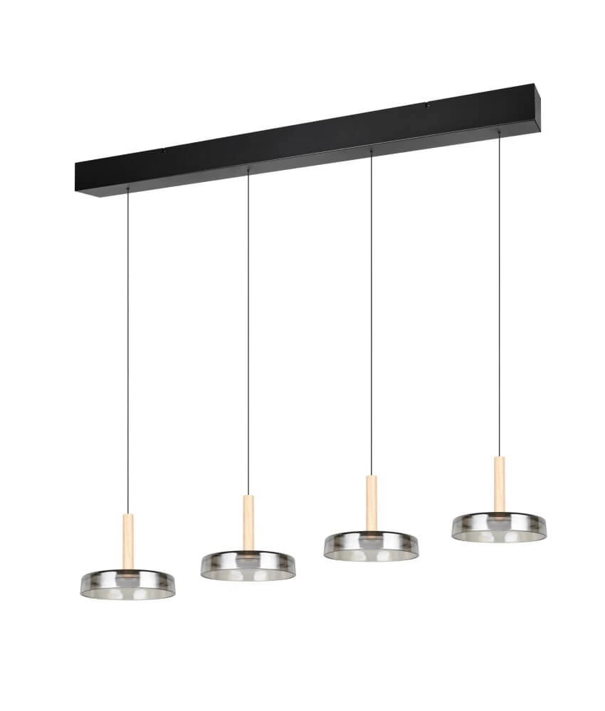 Lampe suspendue LED 4 lumières Celeste verre de fumée Trio 4017807616903