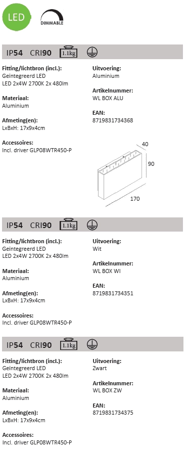Flat up & down plus léger Box 17 cm en aluminium Artdelight 8719831734368