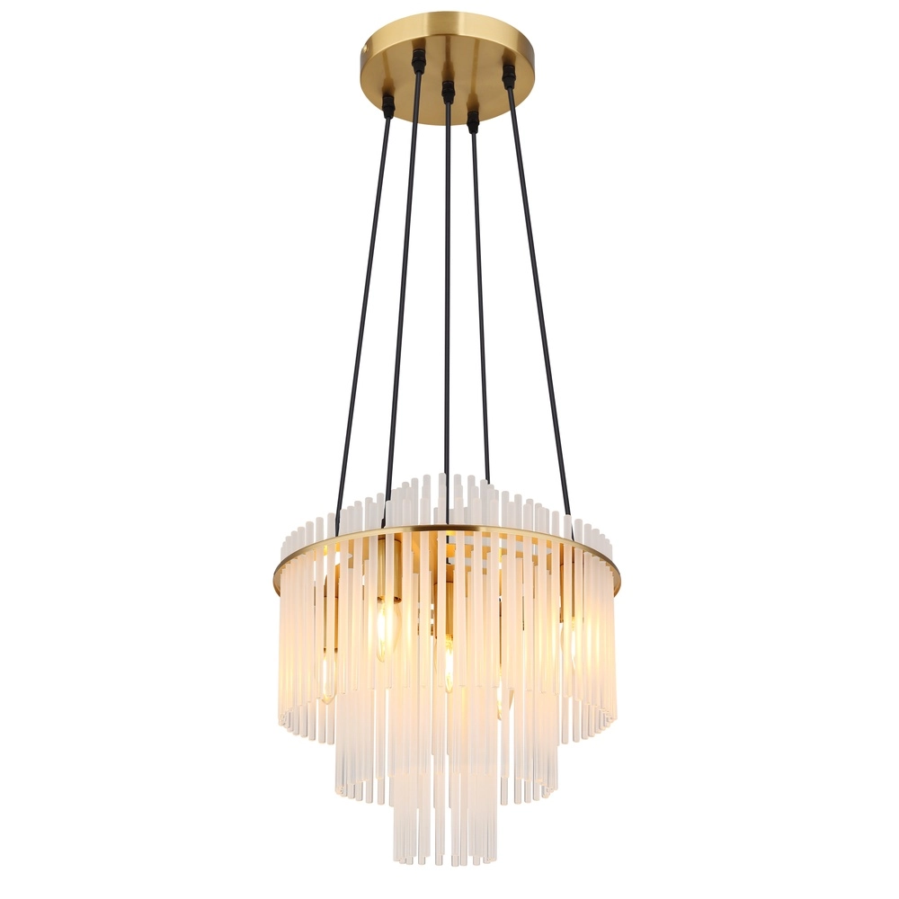 Lampe pendante Ø 40cm Gorley Or avec des bâtons en verre blanc
