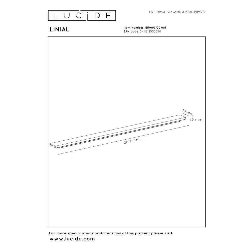 Couverture ferroviaire monophasée Linial Champagne 20 cm Premium by Lucide 5411212552358