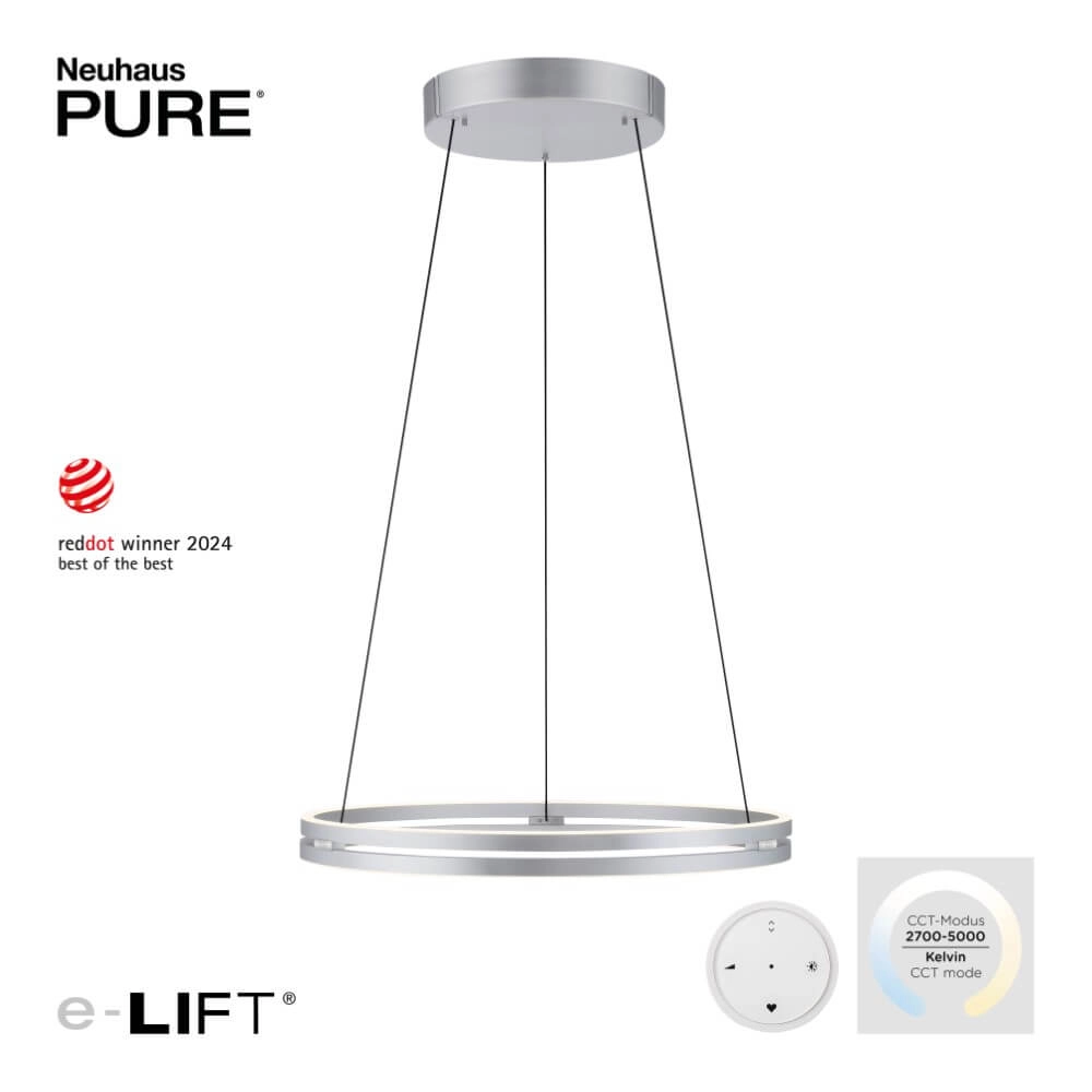 Lampe suspendue élégante Pure E-Loop aluminium Ø 70cm Paul Neuhaus 4012248372302