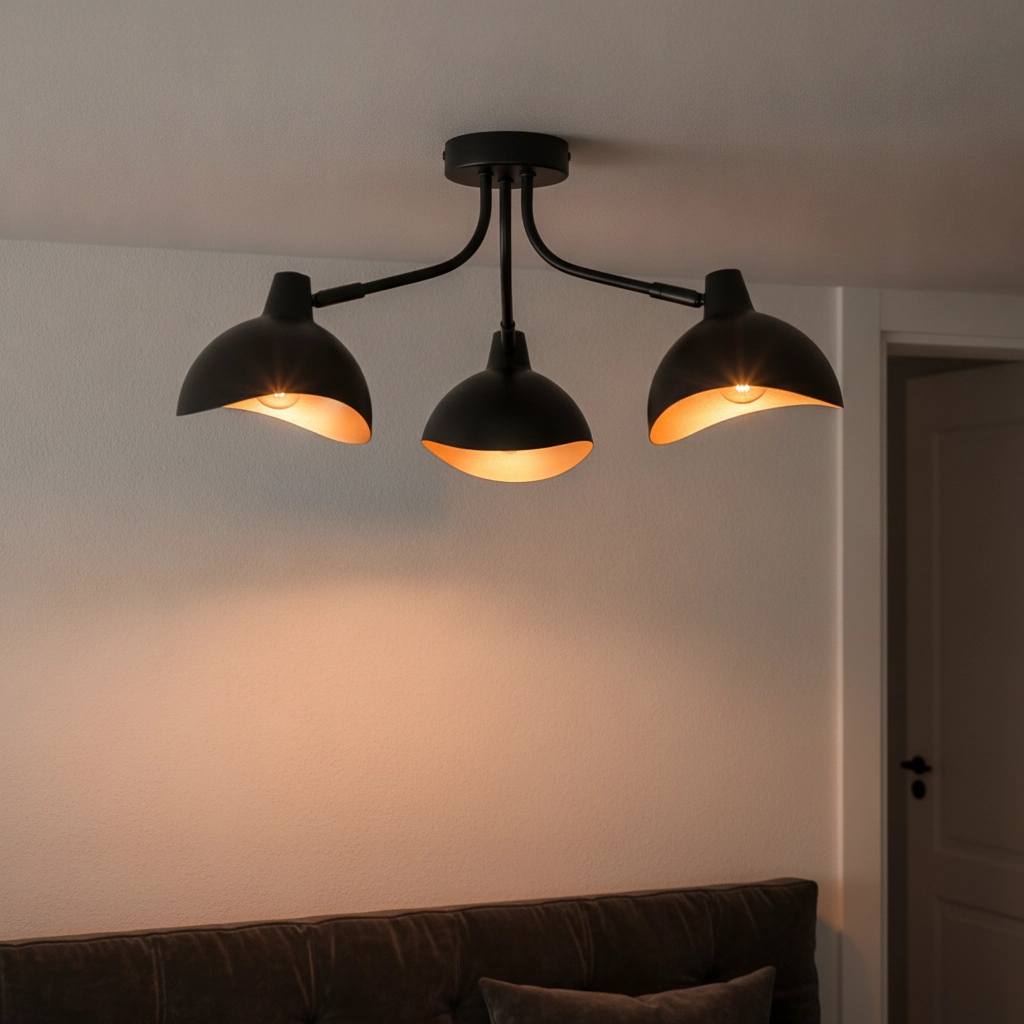 Plafonnier Geti M noir avec intérieur doré