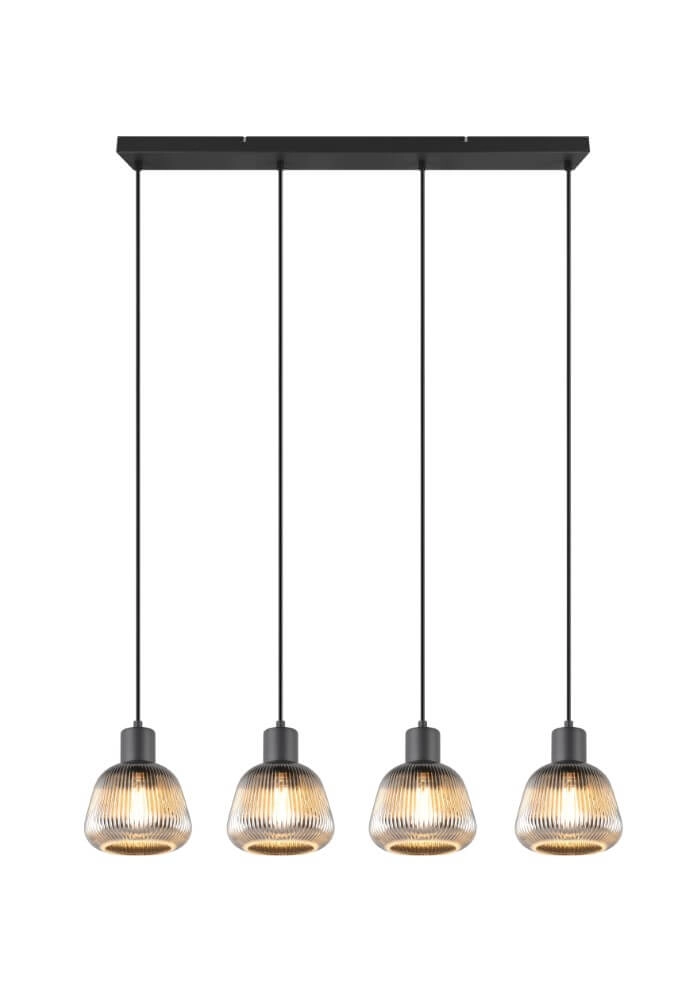 Lampe suspendue pour table à manger Tarifa avec verre strié Trio 4017807615814