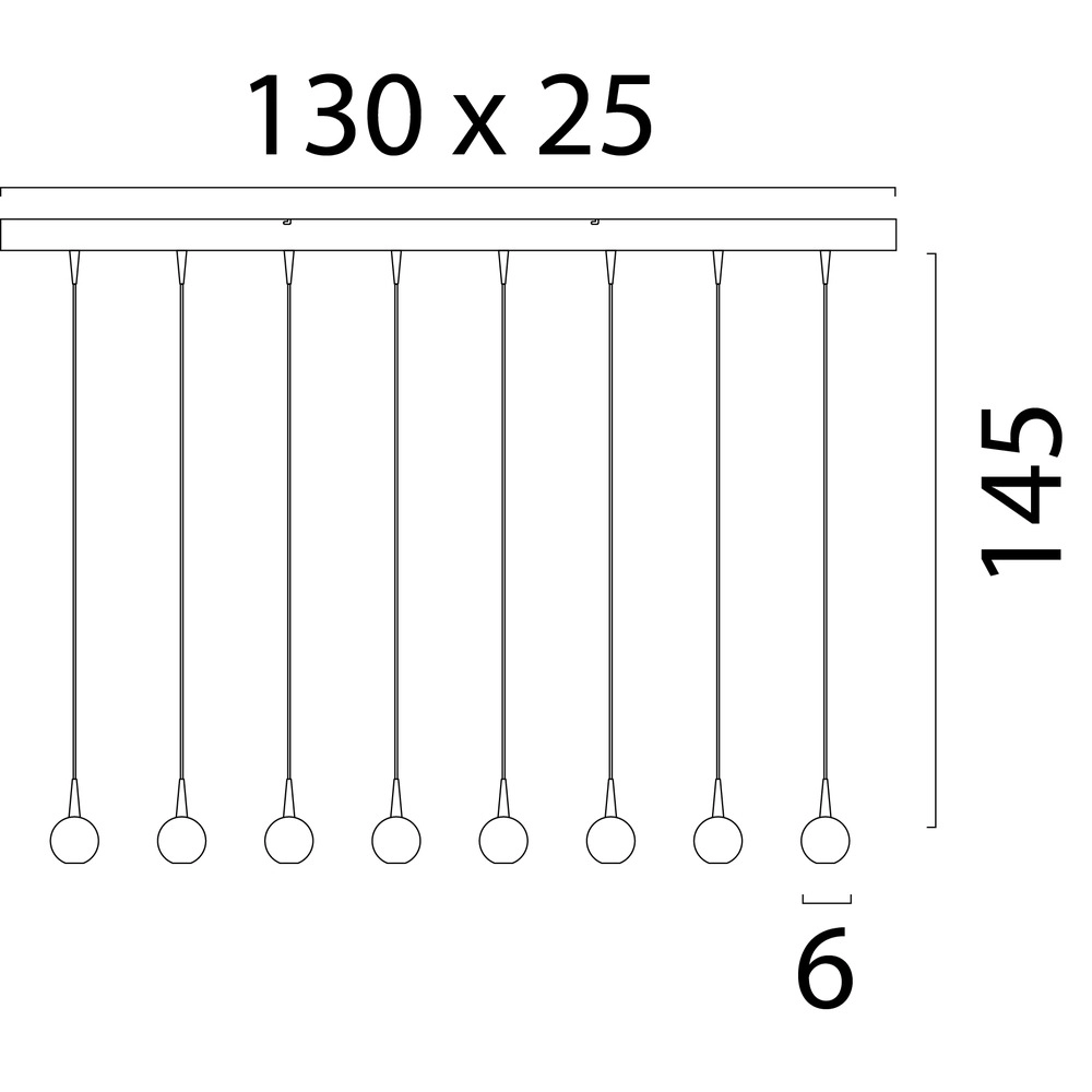 Lampe suspendue à 8 lampes Talana 130 x 25cm noir Ø 6cm DTW Masterlight 8718121389172